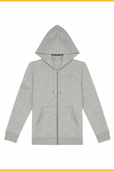 2024 Grey Heather Organic Full Zip Big Top Logo Hoodie (Unisex)